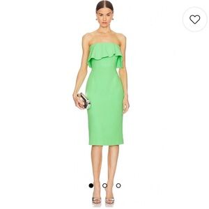 Elegant Green Strapless revolve Bardot midi Dress
